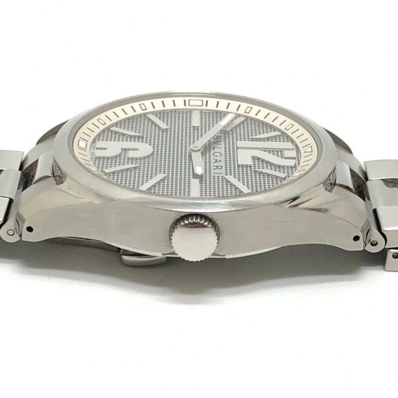 BVLGARI ST42S Solo tempo Quartz Men\'s Watch Round Wristwatch SS Silver main image 4